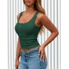 imagePRETTYGARDEN Womens 2026 Summer Tank Tops Ribbed Knit Slim Fit Sleeveless Henley Shirts Casual Basic Button Up BlouseDark Green