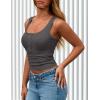 imagePRETTYGARDEN Womens 2026 Summer Tank Tops Ribbed Knit Slim Fit Sleeveless Henley Shirts Casual Basic Button Up BlouseDark Grey