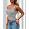 imagePRETTYGARDEN Womens 2026 Summer Tank Tops Ribbed Knit Slim Fit Sleeveless Henley Shirts Casual Basic Button Up BlouseGrey