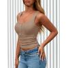 imagePRETTYGARDEN Womens 2026 Summer Tank Tops Ribbed Knit Slim Fit Sleeveless Henley Shirts Casual Basic Button Up BlouseKhaki