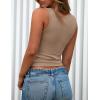 imagePRETTYGARDEN Womens 2026 Summer Tank Tops Ribbed Knit Slim Fit Sleeveless Henley Shirts Casual Basic Button Up BlouseKhaki