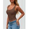 imagePRETTYGARDEN Womens 2026 Summer Tank Tops Ribbed Knit Slim Fit Sleeveless Henley Shirts Casual Basic Button Up BlouseLight Brown