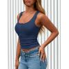 imagePRETTYGARDEN Womens 2026 Summer Tank Tops Ribbed Knit Slim Fit Sleeveless Henley Shirts Casual Basic Button Up BlouseNavy