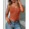 imagePRETTYGARDEN Womens 2026 Summer Tank Tops Ribbed Knit Slim Fit Sleeveless Henley Shirts Casual Basic Button Up BlouseOrange Red