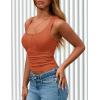 imagePRETTYGARDEN Womens 2026 Summer Tank Tops Ribbed Knit Slim Fit Sleeveless Henley Shirts Casual Basic Button Up BlouseOrange Red