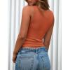 imagePRETTYGARDEN Womens 2026 Summer Tank Tops Ribbed Knit Slim Fit Sleeveless Henley Shirts Casual Basic Button Up BlouseOrange Red