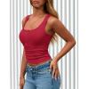imagePRETTYGARDEN Womens 2026 Summer Tank Tops Ribbed Knit Slim Fit Sleeveless Henley Shirts Casual Basic Button Up BlouseRed