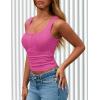 imagePRETTYGARDEN Womens 2026 Summer Tank Tops Ribbed Knit Slim Fit Sleeveless Henley Shirts Casual Basic Button Up BlouseRose Red