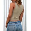 imagePRETTYGARDEN Womens 2026 Summer Tank Tops Ribbed Knit Slim Fit Sleeveless Henley Shirts Casual Basic Button Up BlouseSage Green