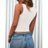 imagePRETTYGARDEN Womens 2026 Summer Tank Tops Ribbed Knit Slim Fit Sleeveless Henley Shirts Casual Basic Button Up BlouseWhite
