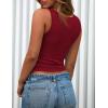 imagePRETTYGARDEN Womens 2026 Summer Tank Tops Ribbed Knit Slim Fit Sleeveless Henley Shirts Casual Basic Button Up BlouseWine Red