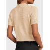 imagePRETTYGARDEN Womens Casual Summer Short Sleeve Cardigans 2026 Button Down Knitted Sweater Basic Crew Neck Crop TopsBeige