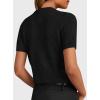 imagePRETTYGARDEN Womens Casual Summer Short Sleeve Cardigans 2026 Button Down Knitted Sweater Basic Crew Neck Crop TopsBlack