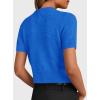 imagePRETTYGARDEN Womens Casual Summer Short Sleeve Cardigans 2026 Button Down Knitted Sweater Basic Crew Neck Crop TopsBlue