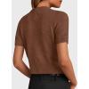 imagePRETTYGARDEN Womens Casual Summer Short Sleeve Cardigans 2026 Button Down Knitted Sweater Basic Crew Neck Crop TopsBrown