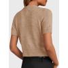 imagePRETTYGARDEN Womens Casual Summer Short Sleeve Cardigans 2026 Button Down Knitted Sweater Basic Crew Neck Crop TopsKhaki