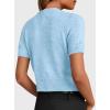 imagePRETTYGARDEN Womens Casual Summer Short Sleeve Cardigans 2026 Button Down Knitted Sweater Basic Crew Neck Crop TopsLight Blue