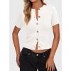 imagePRETTYGARDEN Womens Casual Summer Short Sleeve Cardigans 2026 Button Down Knitted Sweater Basic Crew Neck Crop TopsWhite