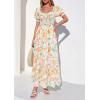 imagePRETTYGARDEN Womens Floral Boho Maxi Dresses Flowy Short Sleeve A Line Smocked Eyelet 2026 Summer Beach Vacation ClothesFloral Apricot Multicolored