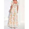 imagePRETTYGARDEN Womens Floral Boho Maxi Dresses Flowy Short Sleeve A Line Smocked Eyelet 2026 Summer Beach Vacation ClothesFloral Apricot Multicolored