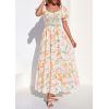 imagePRETTYGARDEN Womens Floral Boho Maxi Dresses Flowy Short Sleeve A Line Smocked Eyelet 2026 Summer Beach Vacation ClothesFloral Apricot Multicolored