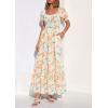 imagePRETTYGARDEN Womens Floral Boho Maxi Dresses Flowy Short Sleeve A Line Smocked Eyelet 2026 Summer Beach Vacation ClothesFloral Apricot Multicolored