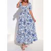 imagePRETTYGARDEN Womens Floral Boho Maxi Dresses Flowy Short Sleeve A Line Smocked Eyelet 2026 Summer Beach Vacation ClothesFloral Blue
