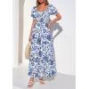 imagePRETTYGARDEN Womens Floral Boho Maxi Dresses Flowy Short Sleeve A Line Smocked Eyelet 2026 Summer Beach Vacation ClothesFloral Blue