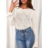 imagePRETTYGARDEN Womens Lace Long Bell Sleeve Tops 2026 Fall Sexy See Through Sheer Floral Blouse Shirt Spring Going Out OutfitsBeige
