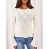 imagePRETTYGARDEN Womens Lace Long Bell Sleeve Tops 2026 Fall Sexy See Through Sheer Floral Blouse Shirt Spring Going Out OutfitsBeige