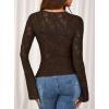 imagePRETTYGARDEN Womens Lace Long Bell Sleeve Tops 2026 Fall Sexy See Through Sheer Floral Blouse Shirt Spring Going Out OutfitsBrown