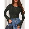 imagePRETTYGARDEN Womens Lace Long Bell Sleeve Tops 2026 Fall Sexy See Through Sheer Floral Blouse Shirt Spring Going Out OutfitsDark Green
