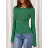imagePRETTYGARDEN Womens Lace Long Bell Sleeve Tops 2026 Fall Sexy See Through Sheer Floral Blouse Shirt Spring Going Out OutfitsGreen