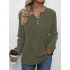 imagePRETTYGARDEN Womens Long Sleeve Henley Shirts 2026 Spring Casual Ribbed Tunic Tops Lightweight Sweaters Fashion ClothingArmy Green