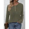 imagePRETTYGARDEN Womens Long Sleeve Henley Shirts 2026 Spring Casual Ribbed Tunic Tops Lightweight Sweaters Fashion ClothingArmy Green