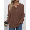 imagePRETTYGARDEN Womens Long Sleeve Henley Shirts 2026 Spring Casual Ribbed Tunic Tops Lightweight Sweaters Fashion ClothingBrown