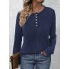 imagePRETTYGARDEN Womens Long Sleeve Henley Shirts 2026 Spring Casual Ribbed Tunic Tops Lightweight Sweaters Fashion ClothingDark Blue