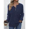 imagePRETTYGARDEN Womens Long Sleeve Henley Shirts 2026 Spring Casual Ribbed Tunic Tops Lightweight Sweaters Fashion ClothingDark Blue