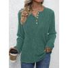 imagePRETTYGARDEN Womens Long Sleeve Henley Shirts 2026 Spring Casual Ribbed Tunic Tops Lightweight Sweaters Fashion ClothingDark Green