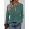 imagePRETTYGARDEN Womens Long Sleeve Henley Shirts 2026 Spring Casual Ribbed Tunic Tops Lightweight Sweaters Fashion ClothingDark Green