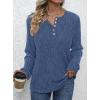 imagePRETTYGARDEN Womens Long Sleeve Henley Shirts 2026 Spring Casual Ribbed Tunic Tops Lightweight Sweaters Fashion ClothingDusty Blue