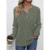 imagePRETTYGARDEN Womens Long Sleeve Henley Shirts 2026 Spring Casual Ribbed Tunic Tops Lightweight Sweaters Fashion ClothingGreen