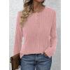 imagePRETTYGARDEN Womens Long Sleeve Henley Shirts 2026 Spring Casual Ribbed Tunic Tops Lightweight Sweaters Fashion ClothingPink