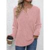 imagePRETTYGARDEN Womens Long Sleeve Henley Shirts 2026 Spring Casual Ribbed Tunic Tops Lightweight Sweaters Fashion ClothingPink