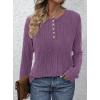 imagePRETTYGARDEN Womens Long Sleeve Henley Shirts 2026 Spring Casual Ribbed Tunic Tops Lightweight Sweaters Fashion ClothingPurple