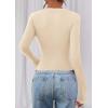 imagePRETTYGARDEN Womens Long Sleeve T Shirts 2026 Fall Trendy Deep V Neck Slim Fit Basic Crop Tops Casual Going Out TopBeige