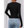 imagePRETTYGARDEN Womens Long Sleeve T Shirts 2026 Fall Trendy Deep V Neck Slim Fit Basic Crop Tops Casual Going Out TopBlack