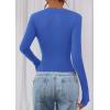 imagePRETTYGARDEN Womens Long Sleeve T Shirts 2026 Fall Trendy Deep V Neck Slim Fit Basic Crop Tops Casual Going Out TopBlue