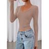 imagePRETTYGARDEN Womens Long Sleeve T Shirts 2026 Fall Trendy Deep V Neck Slim Fit Basic Crop Tops Casual Going Out TopCoffee