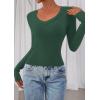 imagePRETTYGARDEN Womens Long Sleeve T Shirts 2026 Fall Trendy Deep V Neck Slim Fit Basic Crop Tops Casual Going Out TopDark Green